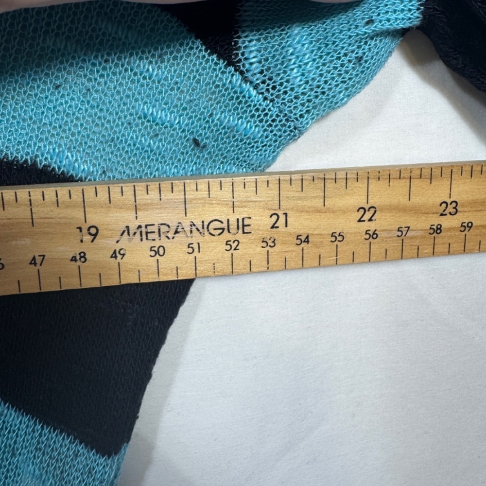 Warehouse One Sweater Womens XL Blue Black Striped Cinched Sides Lightweight - Picture 4 of 7